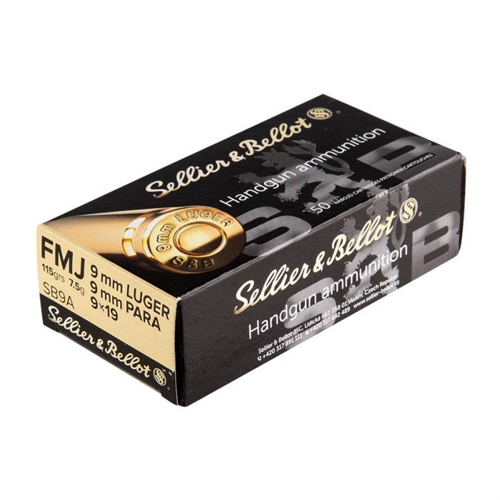 SELLIER & BELLOT - 9MM LUGER FULL METAL JACKET HANDGUN AMMO