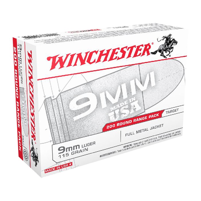 WINCHESTER - USA WHITE BOX 9MM LUGER FMJ HANDGUN AMMO