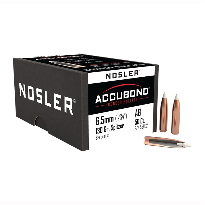 NOSLER, INC. - ACCUBOND 6.5MM (0.264") SPITZER BOAT TAIL RIFLE BULLETS