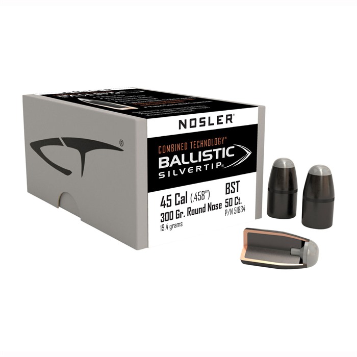 NOSLER, INC. - BALLISTIC SILVERTIP 45 CALIBER (0.458") ROUND NOSE BULLETS