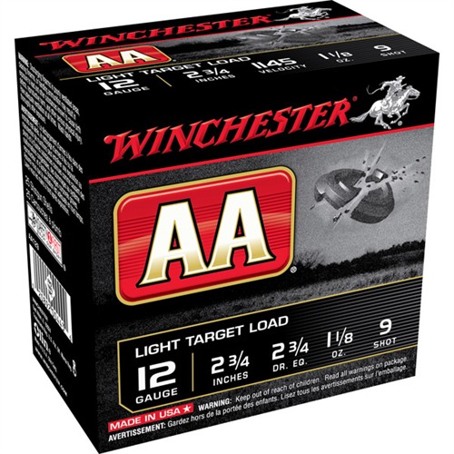 WINCHESTER - AA LIGHT TARGET LOAD 12 GAUGE 2-3/4" #9 SHOT SHOTGUN AMMO