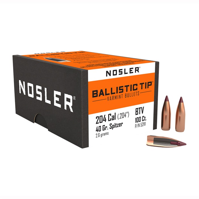 NOSLER, INC. - BALLISTIC TIP VARMINT 20 CALIBER (0.204") BT RIFLE BULLETS