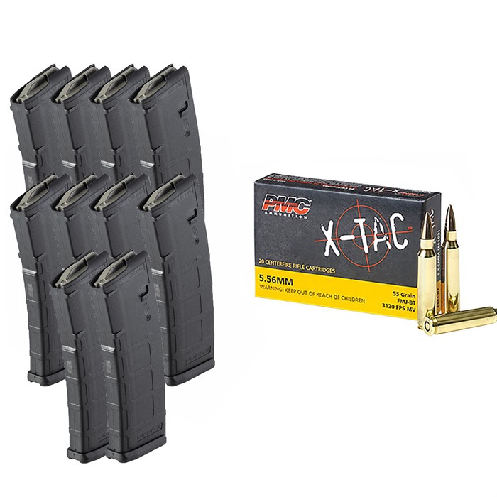 BROWNELLS BUNDLES - X-TAC 5.56 NATO 55GR FMJ 1000RD CASE WITH 10X PMAGS