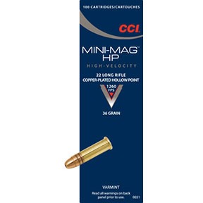 CCI - MINI-MAG HP AMMO 22 LONG RIFLE 36GR CPHP