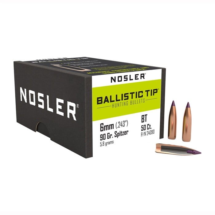 NOSLER, INC. - BALLISTIC TIP HUNTING 6MM (0.243") RIFLE BULLETS