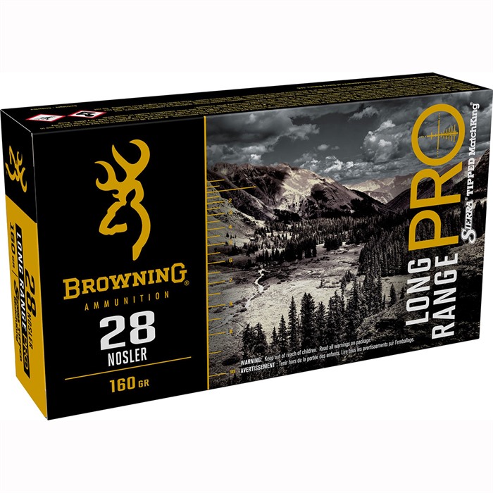 BROWNING AMMUNITION - LONG RANGE PRO SIERRA TIPPED MATCHKING BOAT TAIL 28 NOSLER AMMO