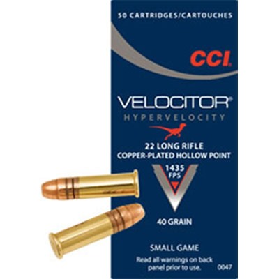 CCI - VELOCITOR HYPERVELOCITY AMMO 22 LONG RIFLE 40GR HOLLOW POINT