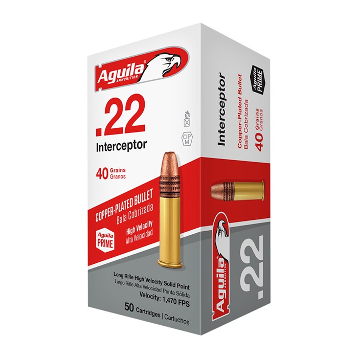 AGUILA - INTERCEPTOR COPPER PLATED SOLID POINT 22LR AMMO