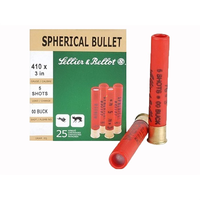 SELLIER & BELLOT - SPHERICAL BULLET 410 BORE 3” #00 SHOT SHOTGUN AMMO