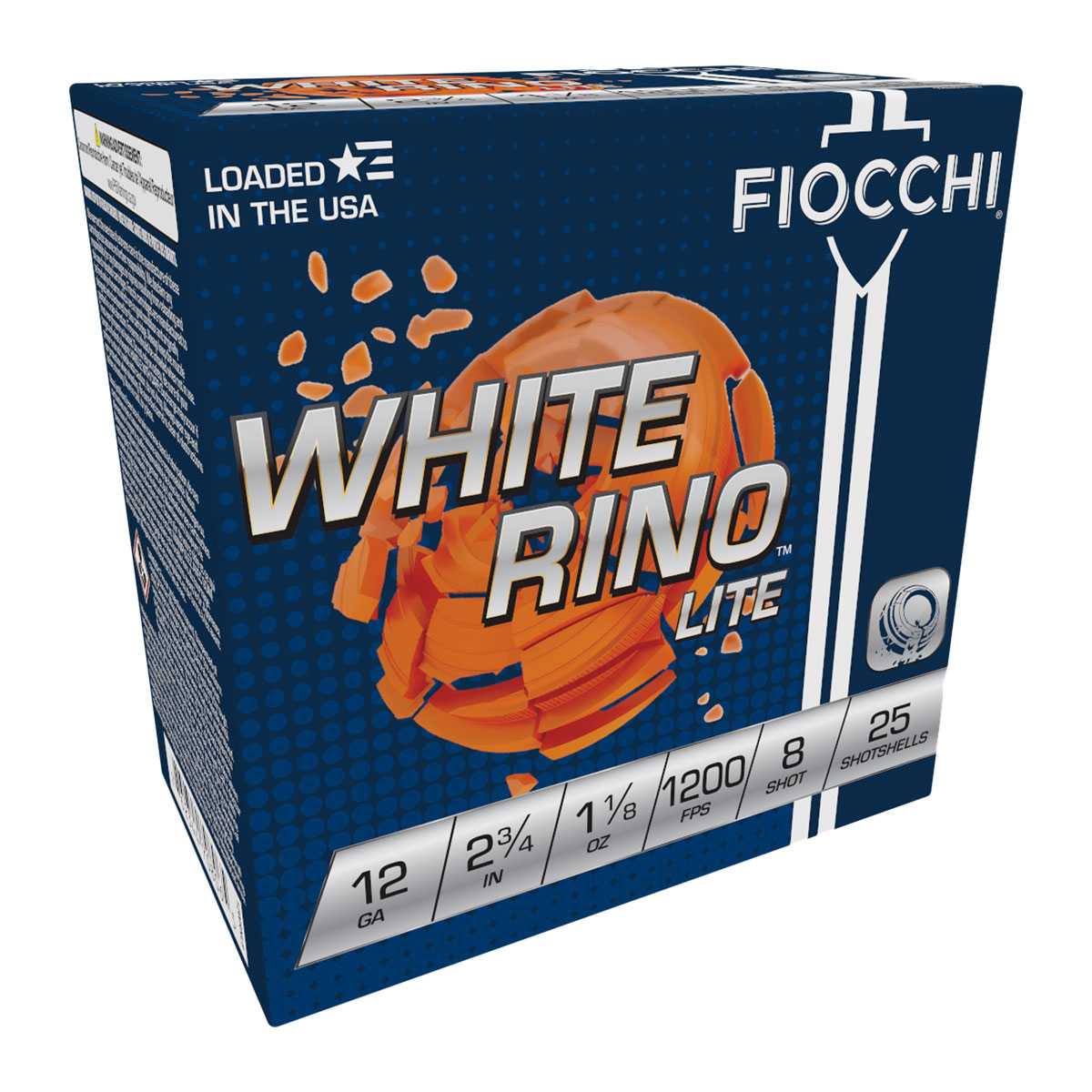 FIOCCHI AMMUNITION - WHITE RINO LITE 12 GAUGE 2-3/4" #8 SHOT SHOTGUN AMMO