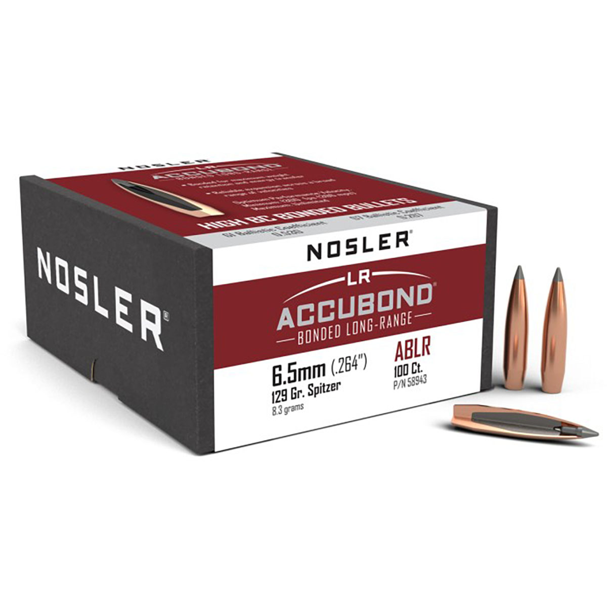 NOSLER, INC. - ACCUBOND LONG RANGE 6.5MM (0.264') SPITZER BULLETS