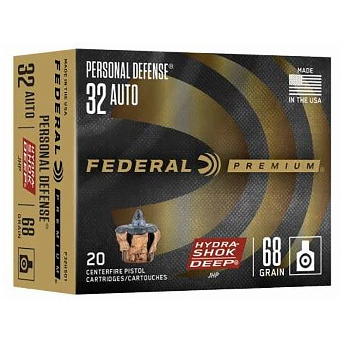 FEDERAL - PERSONAL DEFENSE HYDRA-SHOK DEEP 32 ACP HANDGUN AMMO