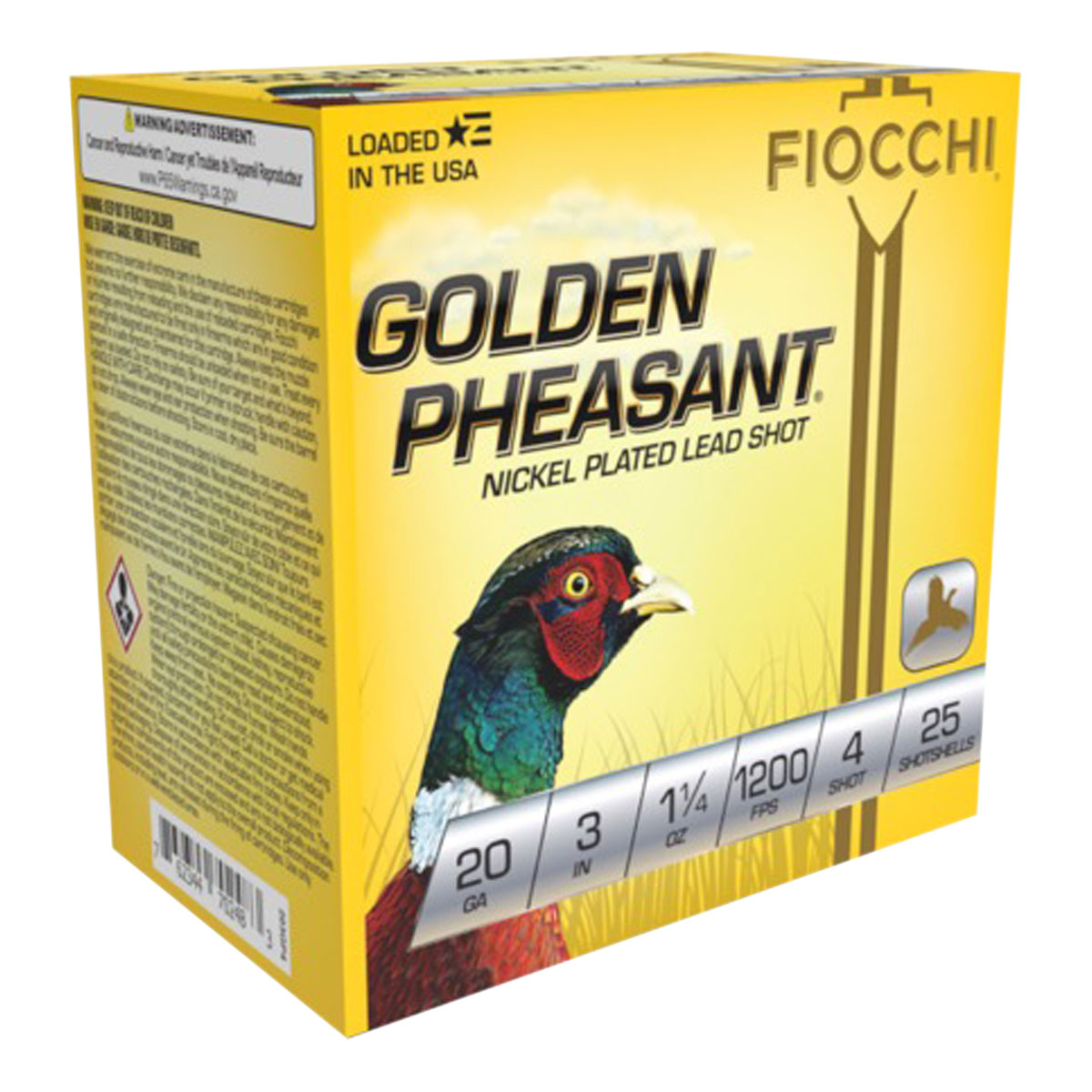 FIOCCHI AMMUNITION - GOLDEN PHEASANT 20 GAUGE SHOTGUN AMMO