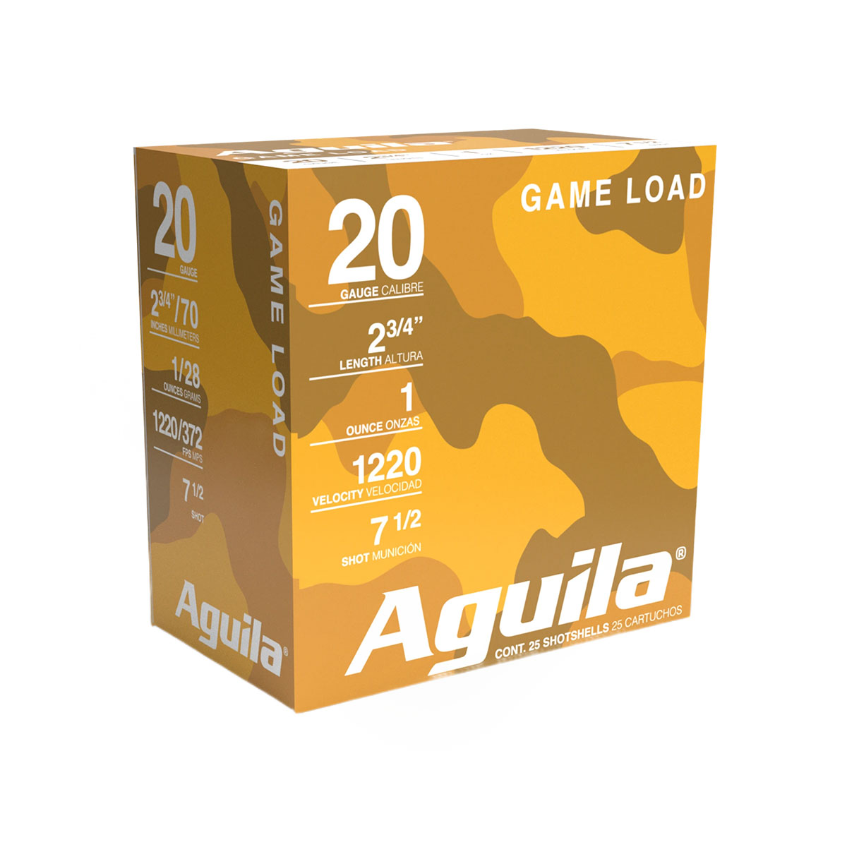 AGUILA - HIGH VELOCITY GAME LOAD 20 GAUGE 2-3/4" #7.5 SHOT SHOTGUN AMMO