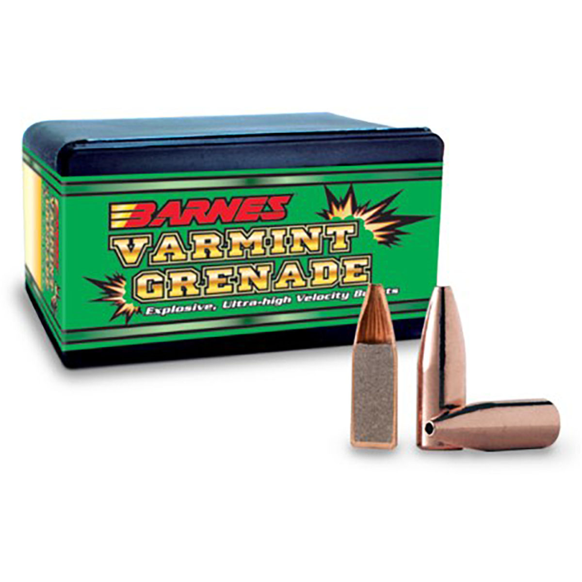 BARNES BULLETS - VARMINT GRENADE 22 CALIBER (0.224") FLAT BASE RIFLE BULLETS