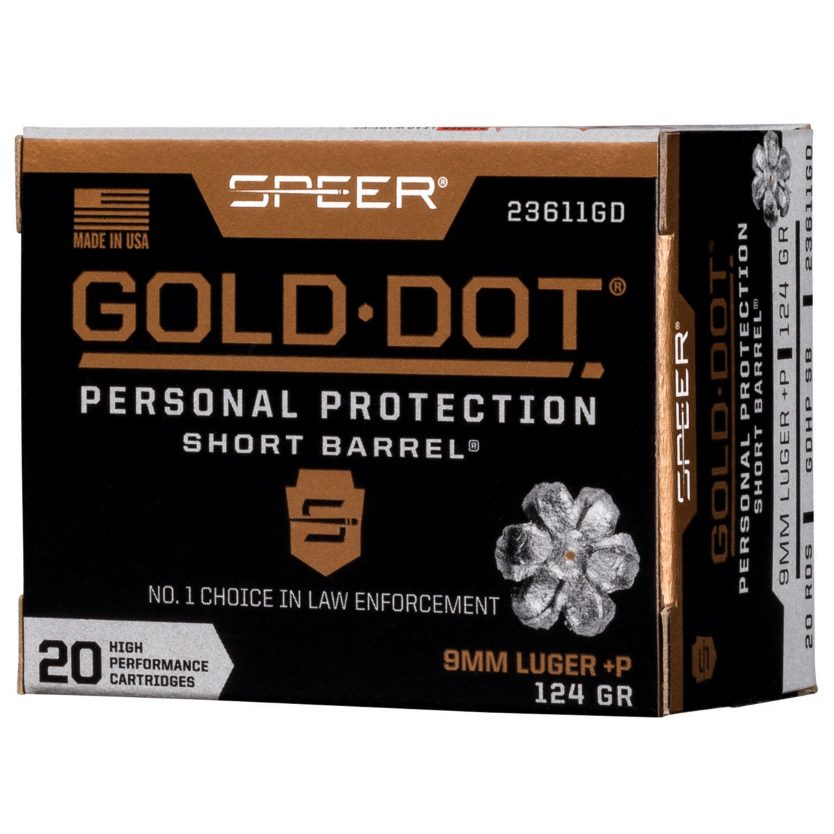 SPEER - GOLD DOT PERSONAL PROTECTION 9MM LUGER +P HANDGUN AMMO