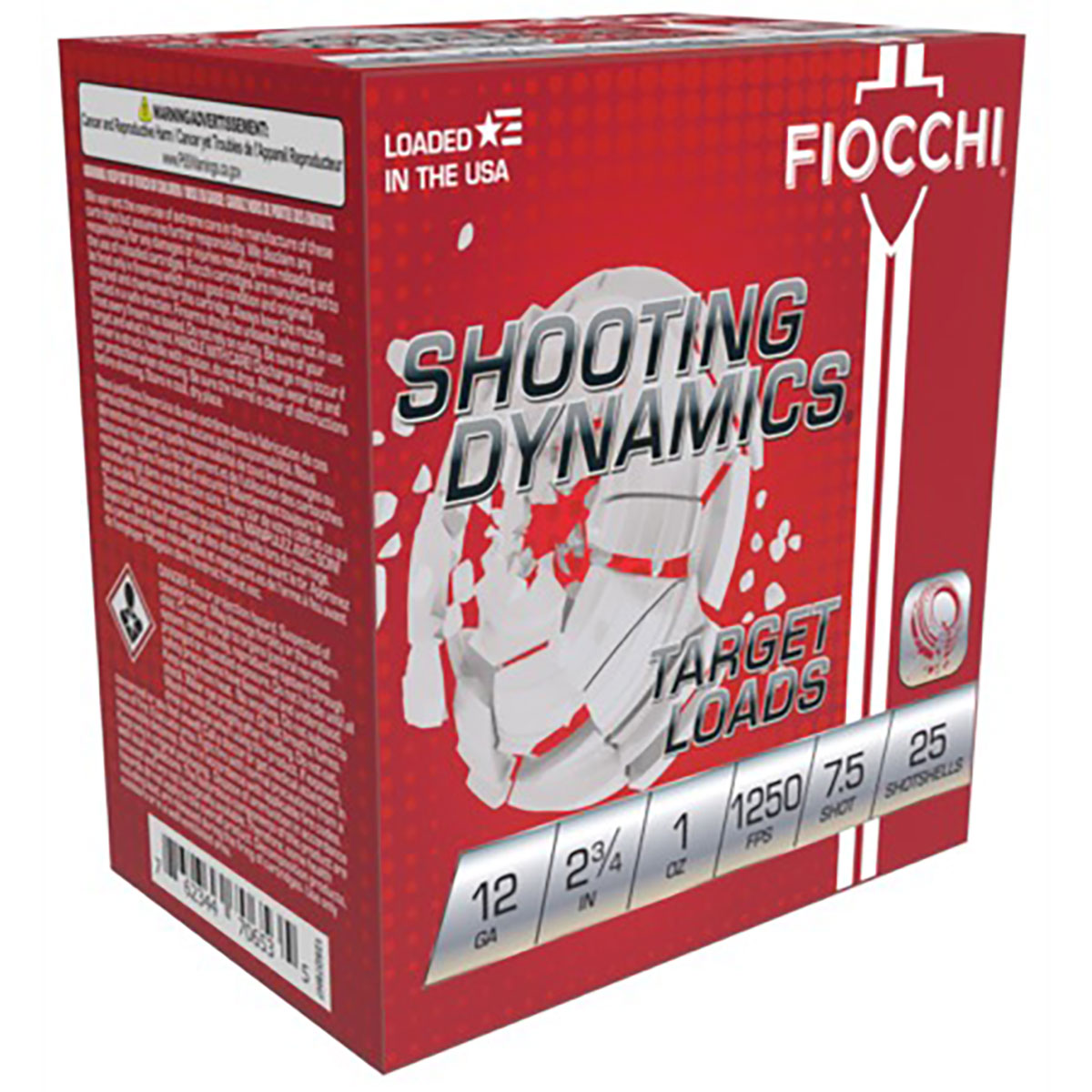 FIOCCHI AMMUNITION - SHOOTING DYNAMICS 12GA 2-3/4"1250 FPS #7.5 SHOT SHOTGUN AMMO