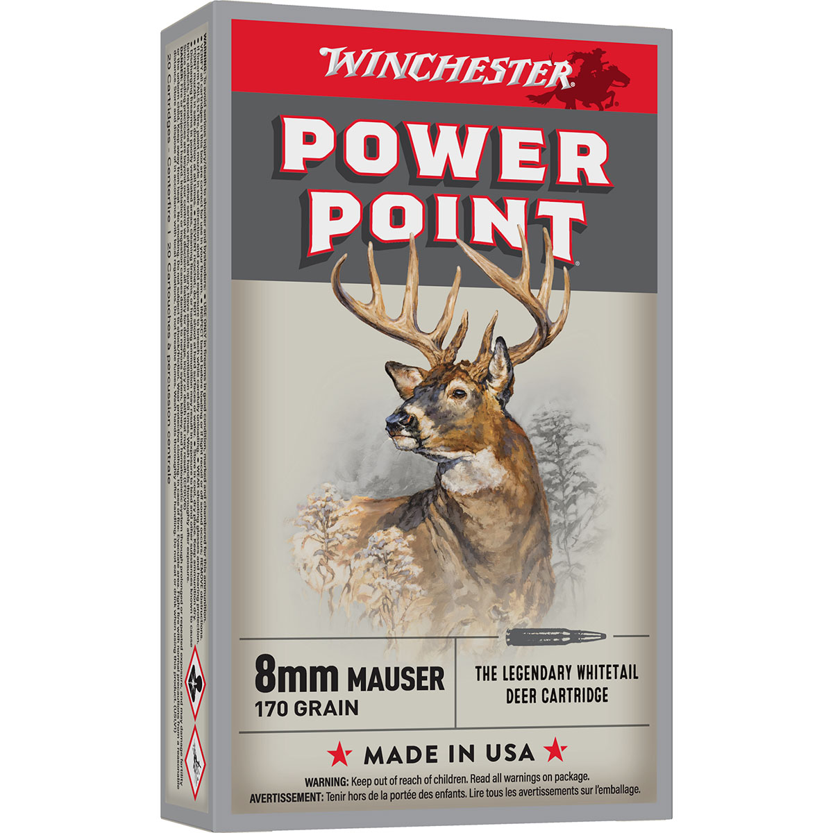 WINCHESTER - POWER POINT 8MM MAUSER (8X57MM) RIFLE AMMO
