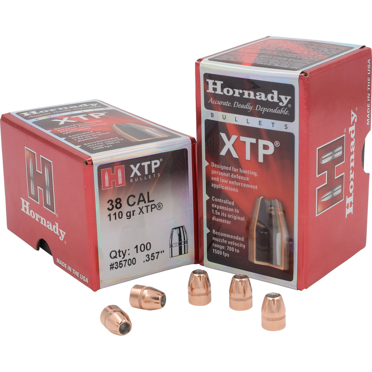 HORNADY - XTP® 38 CALIBER (0.357") JACKETED HOLLOW POINT HANDGUN BULLETS