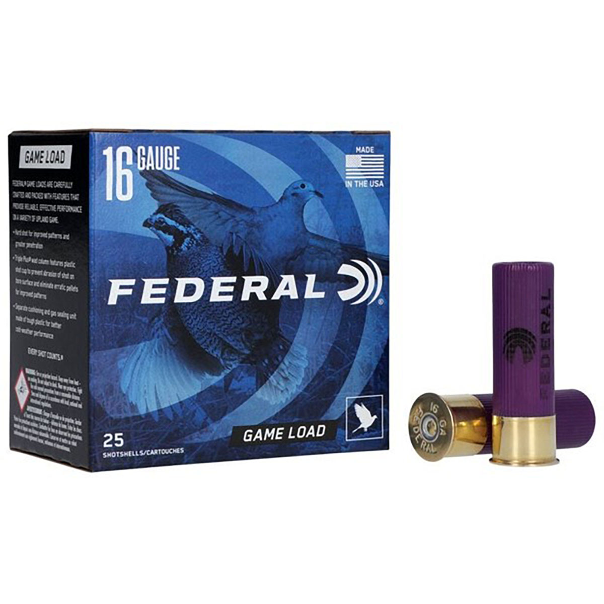 FEDERAL - GAME LOAD UPLAND 16 GAUGE 2-3/4" #6 SHOT SHOTGUN AMMO