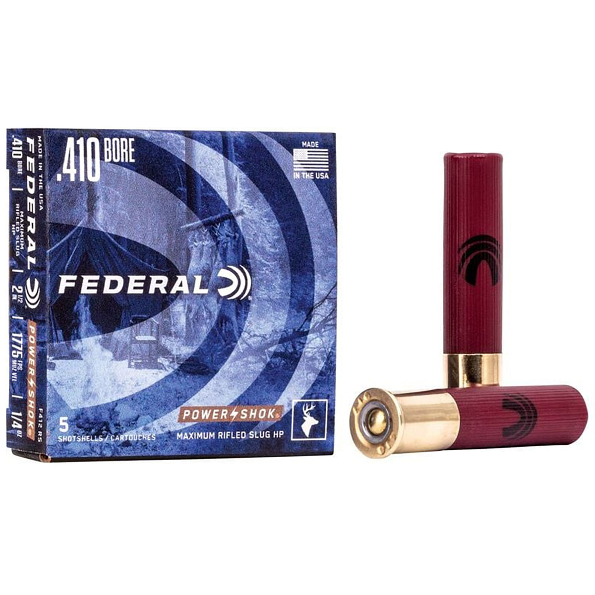 FEDERAL - POWER-SHOK .410 BORE 2-1/2" RIFLED SLUG SHOTGUN AMMO