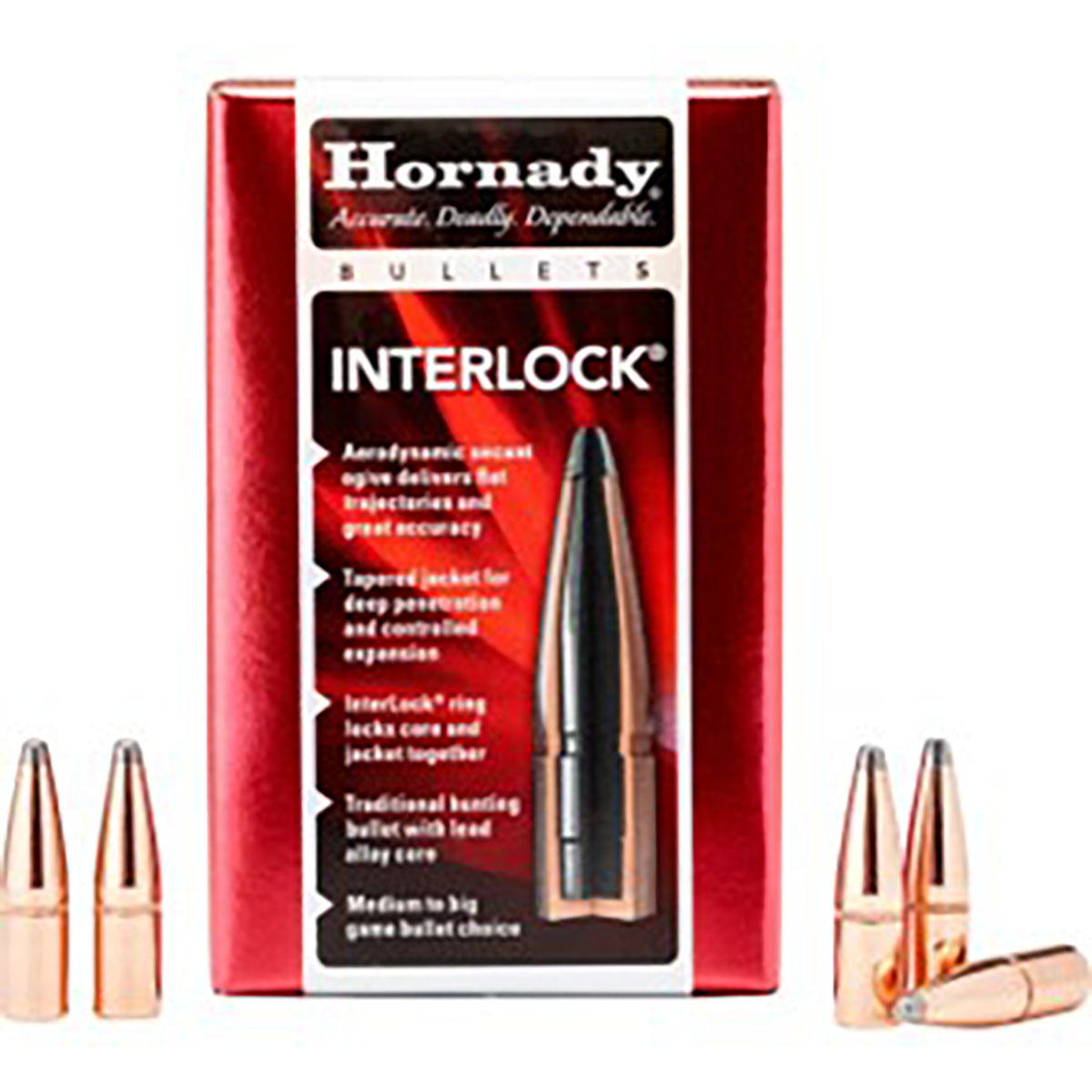 HORNADY - INTERLOCK® 338 CALIBER (0.338") SPIRE POINT RECOIL PROOF BULLETS