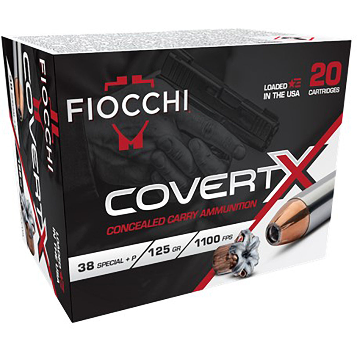 FIOCCHI AMMUNITION - COVERTX 38 SPECIAL +P JACKETED HOLLOW POINT HANDGUN AMMO