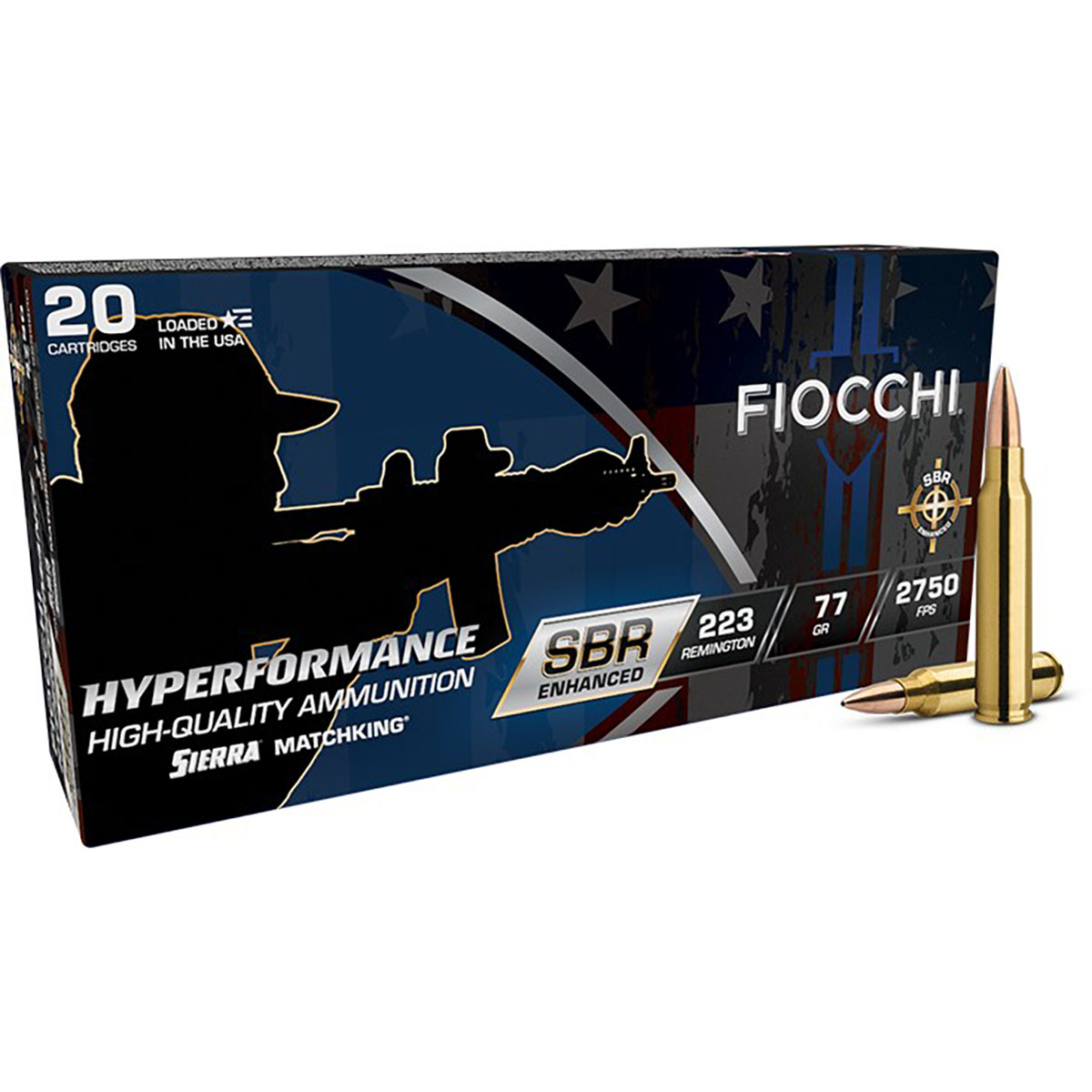 FIOCCHI AMMUNITION - HYPERFORMANCE SBR ENHANCED 223 REM MATCHKING HPBT RIFLE AMMO