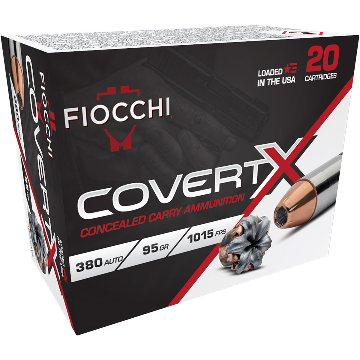 FIOCCHI AMMUNITION - COVERTX 380 ACP JACKETED HOLLOW POINT HANDGUN AMMO