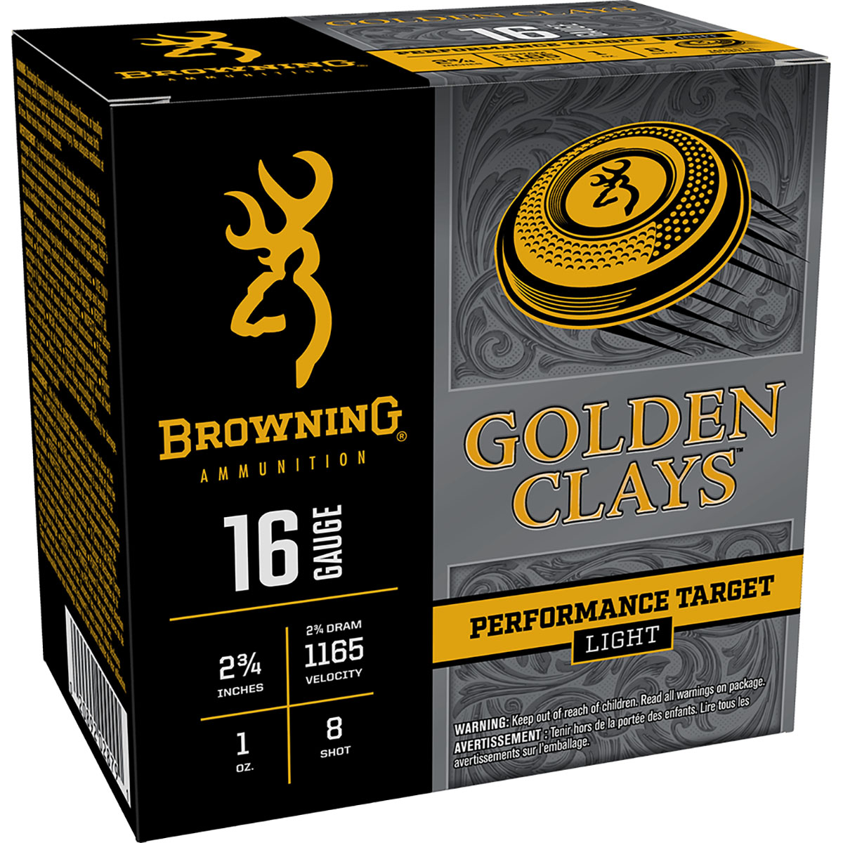 BROWNING AMMUNITION - GOLDEN CLAYS 16 GAUGE 2-3/4” #8 SHOT SHOTGUN AMMO