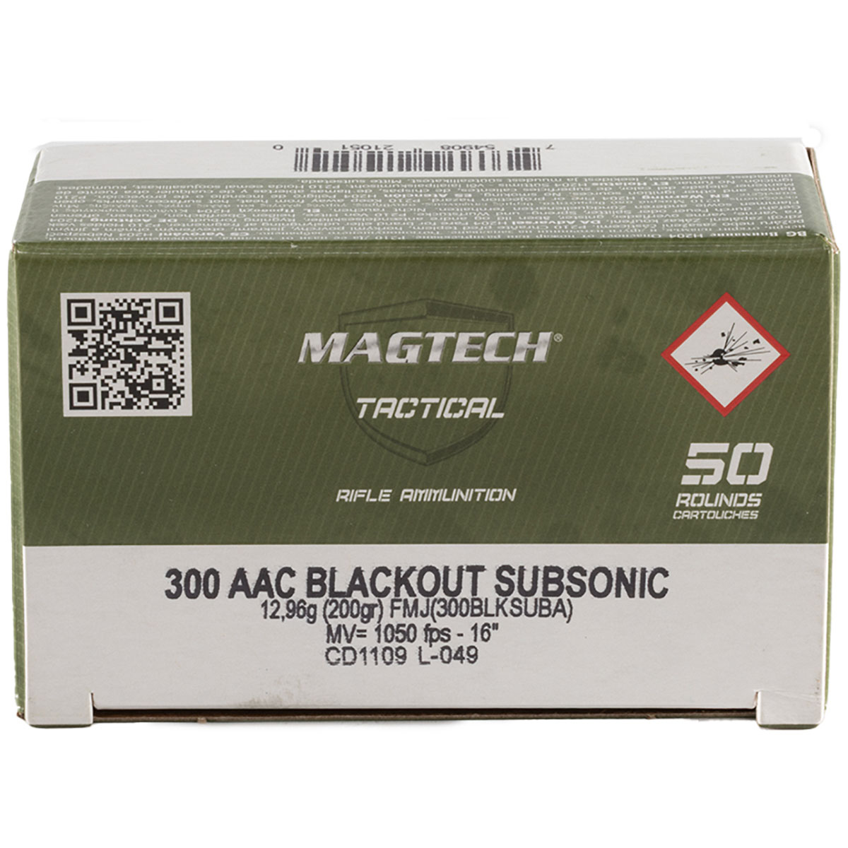 MAGTECH AMMUNITION - FIRST DEFENSE TACTICAL SUBSONIC 300 AAC BLACKOUT FMJ RIFLE AMMO