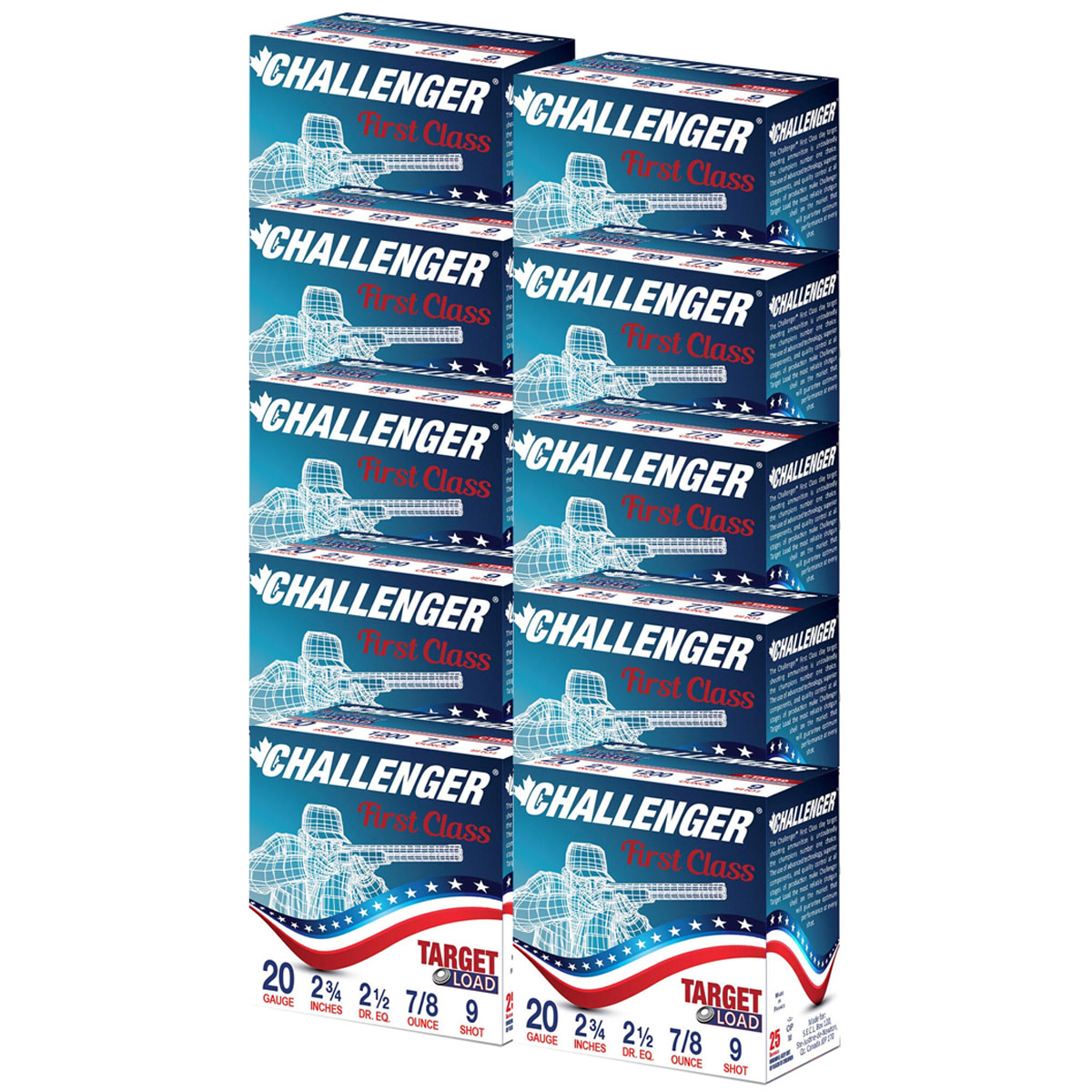 CHALLENGER AMMO - FIRST CLASS TARGET LOAD 20 GAUGE 2-3/4" #9 SHOT SHOTGUN AMMO
