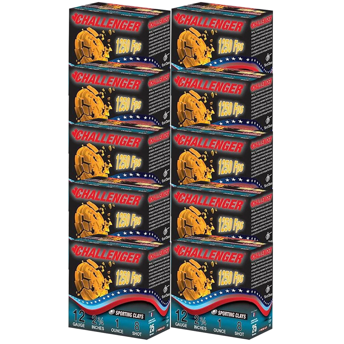 CHALLENGER AMMO - SPORTING CLAY 12 GAUGE 2-3/4" #8 SHOT SHOTGUN AMMO