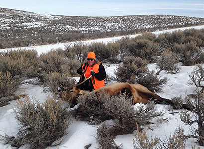 Richard's wife with her bull elk