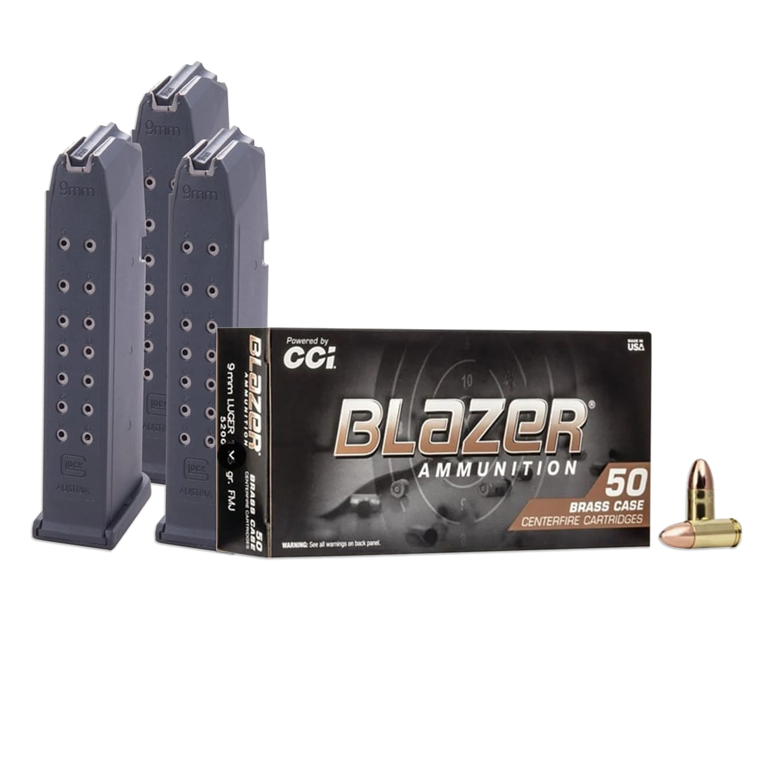 BROWNELLS BUNDLES - MAGAZINES FOR 9MM GLOCK® & CCI BLAZER BRASS 9MM AMMO